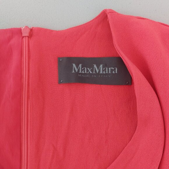 MAX MARA Red Jumpsuit Size 8 Draped Shoulder Tapered Leg V Neck Flutter Sleeves - Picture 3 of 16